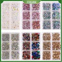 CHUAN 1000Pcs อุปกรณ์ตกแต่งเล็บ DIY เพ้นท์เล็บ แบนกลับ เล็บ Rhinestones AB คริสตัล อัญมณีแวววาว เล็บเพชร