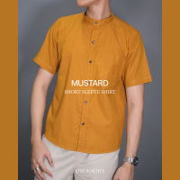 เสื้อเชิ้ตคอจีน แขนสั้น SHORT SLEEVE SHIRT mandarin collar ทรงRegular Fit  สีมัสตราด(Mustard)
