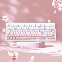 Double shot PBT keycaps 134 Key SAKURA CUSTOM keycap Dye Sub Side-lit Backlight keycap สำหรับ MX SWITCH แป้นพิมพ์เครื่องกล