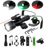 Tactical Hunting Flashlight Lantern waterproof Armas Light Dot Sight Switch Rail Barrel Mount 18650 Charger