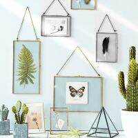 Vintage Brass Hanging Metal and Glass Photo Frame DIY Photo Display Iron Double-sided Photo Frame Home Decoration