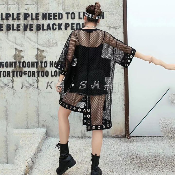 xitao-t-shirt-black-perspective-tide-brand-sexy-women-irregular-asymmetrical-t-shirt
