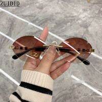 แว่นกันแดดแฟชั่นทรงรีสำหรับผู้หญิง2023ไร้กรอบเดอโซเลย์ Femme Gafas Sol Mujer Lenes Bril
