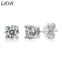 หินโมอิสสำหรับผู้หญิง0.5CT ตัดเพชรรูปเจ้าหญิง925เงินสเตอร์ลิง LAYA เครื่องประดับงานแต่งงานต่างหูตุ้มหูผู้หญิง