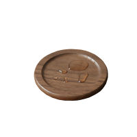 Japanese-style wooden coaster set black walnut solid wood round placemat heat pad 6 pieces boxed