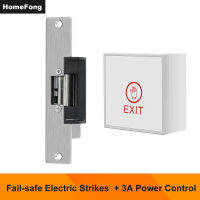 HomeFong Fail-Safe Electric Strikes Normal Open with 12V 3A Power Supply Controller Support Video Intercom Access Control System