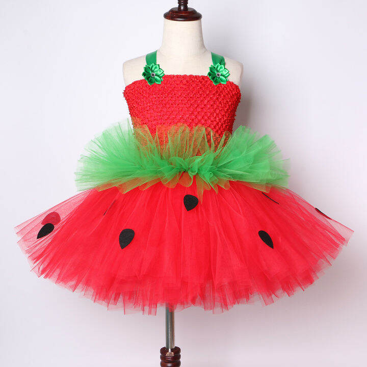 red-green-strawberry-dresses-for-girls-princess-tutu-dress-with-flowers-headband-toddler-kids-girl-costume-for-birthday-party