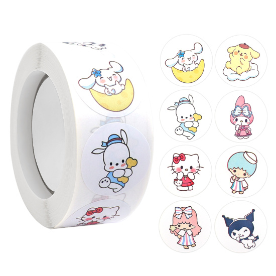 500Pcs/Roll Sanrio Stickers Kawaii Hello Kitty Melody Kuromi