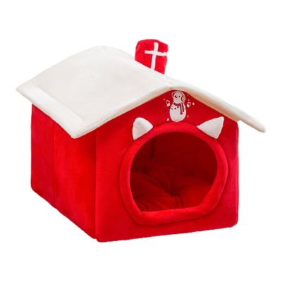 Breathable Warm Plush Pet Bed House สไตล์คริสต์มาส Washable Soft Cat Cushions Kennel สำหรับสุนัขขนาดเล็กแมว Pet Supplies