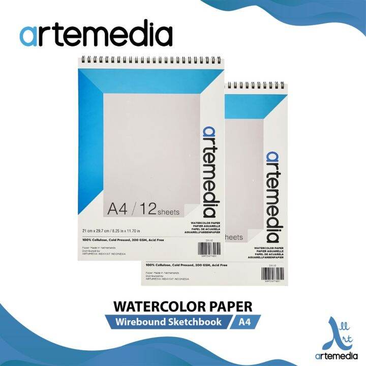 Kertas Cat Air Artemedia Watercolor Book A4 Wire Bound Sketchbook