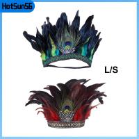 HOTSUN56 มงกุฎขนนก ขนนก headbands มงกุฎของอินเดีย พร้อมสายรัด ประดับศีรษะตกแต่ง ของใหม่ ชุดนกยูงแต่งกาย ที่คาดผมอินเดีย การแสดงการเต้นรำ