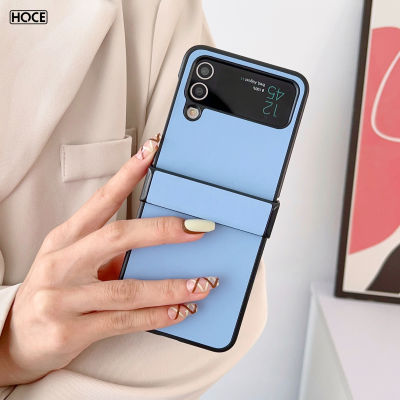 HOCE เคสโทรศัพท์ผิวสัมผัสหนังสำหรับ Samsung Galaxy Z Flip 3 Flip 4 5G กันรอยขีดข่วนกันกระแทกฝาครอบพับได้ป้องกันสำหรับเคส Zflip4 Zflip3