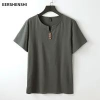 EERSHENSHI T-shirt Retai G T-shirt short sleeve men T-shirt casual Breathable linen over size holder good design solid color minimalist minimalist