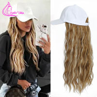 Black White Hat Wigs Synthetic Wavy Wig Baseball Cap With Body Wave Hair Extensions Attached for Women Girls Black Brown Blonde2023