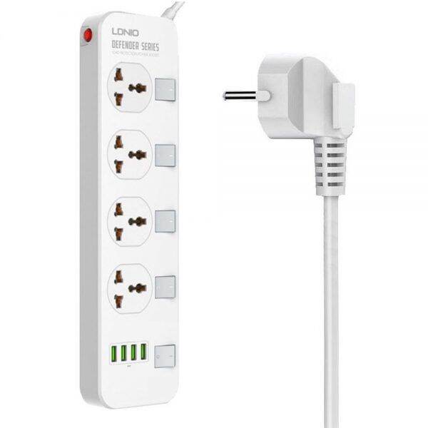 ldnio-sc4408-ปลั๊กไฟ-ปลั๊กพ่วง-4-ช่อง-4-usb-3-4a-max-universal-outlet-power-strip-รองรับไฟ-2500w-10a-max-250v-สายยาว-2-เมตร-ปลั๊กขากลม-2-ขา-รับประกันของแท้-100