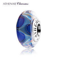 ATHENAIE แท้สีฟ้าแก้วมูราโน่ลูกปัด925แกนเงินมหาสมุทรลับเสน่ห์ลูกปัด Fit ทั้งหมดยุโรปสร้อยข้อมือ DIY ผู้หญิงของขวัญ