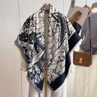 【CC】☒﹍❆  Cashmere Scarf Womens Hand-rolled Shawl Tassel Printed Wrapped Large Headscarf