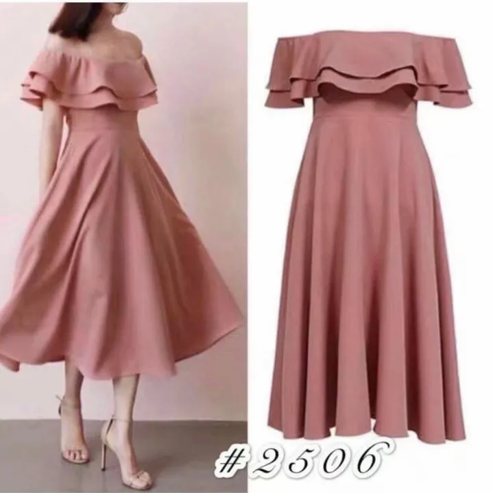 Fashion casual plain off shoulder dress ...