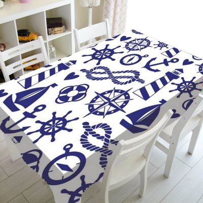 Nordic Literary Plaid Tablecloth Blue Sailor Printing Restaurant Table Table Cover Coffee Table Cloth Nappe De Table manteles