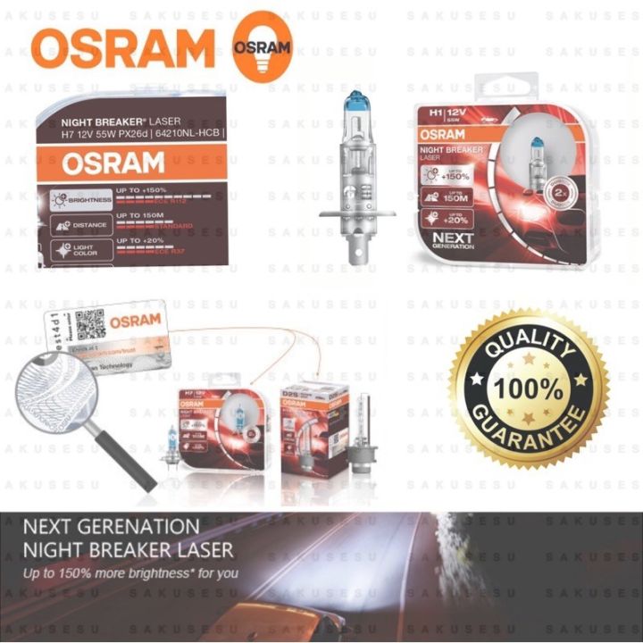 OSRAM H1 NIGHT BREAKER LASER Most Powerful Halogen Bulbs 150% NEXT  GENERATION