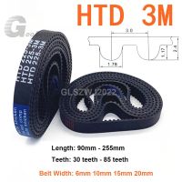 ♚✘✒ Width 6 10 15 20mm HTD 3M Rubber Timing Belt Length 90mm - 255mm Closed Loop Synchronous Belt Pitch 3mm 30Teeth - 85Teeth