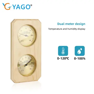 Sauna Thermometer 2 in 1 Wooden Sauna Hygrothermograph Indoor Fahrenhe