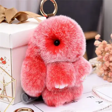 Fluffy bunny keychain on sale brand