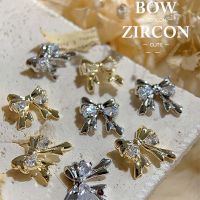 REHENS เครื่องประดับแฟชั่นเล็บ Zircon แวววาวเครื่องประดับเล็บแบบทำมือ3D เสน่ห์เล็บรูปโบว์พลอยเทียมสำหรับตกแต่งเล็บเครื่องประดับเล็บคริสตัล