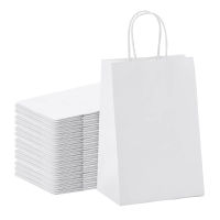 50Pcs Kraft Paper Bag Tote Bag Shopping Gift Bag Takeaway Packaging Paper Bag Round Rope Tote Bag