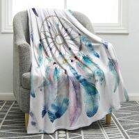 [High-end blanket] ผ้าห่มผ้าสักหลาดลายขนนกสีสันสดใสสำหรับห้องนั่งเล่นโซฟาผ้าห่มสำหรับเด็กของขวัญขนาดคิงไซส์