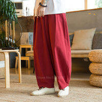 ญี่ปุ่น Kimono Men Samurai เครื่องแต่งกาย Vintage สไตล์ Harem กางเกงกางเกง Yukata กางเกงผ้าลินิน Streetwear เอเชียเสื้อผ้า Joggers