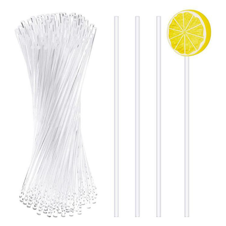 100Pcs Acrylic Lollipop Sticks 6 Inch Clear Reusable Candy Cake Pops Stick  for DIY Making Cupcake Toppers Dessert Baking Tool