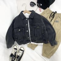 Kids Denim Jacket 2022 Spring Autumn Boys Single-Breasted Black Jean Jackets Children Casual Outerwear