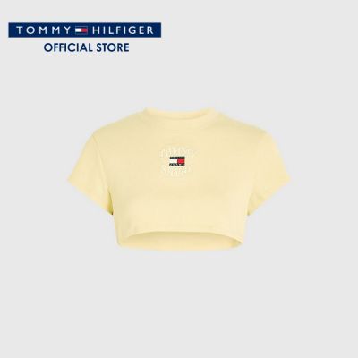 Tommy Hilfiger เสื้อครอปผู้หญิง รุ่น DW0DW15469 ZHO - สีขาว