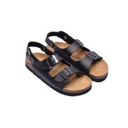 Giày Sandal Unisex 2 khóa đen đế trấu