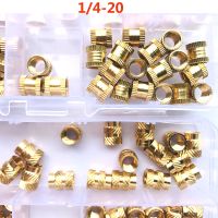 1/4 Size Inch Brass Threaded Insert Nut Threaded Heat Nut Knurled Hot Melt Molding Injection Embedded Insertion Nut for Plastic