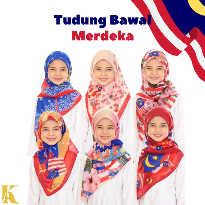 Tudung Bawal Merdeka Budak Kanak Kanak 2023 Anak Cotton Bidang 45