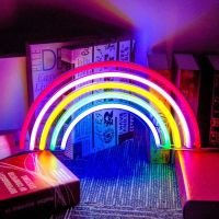 New Cute Rainbow Neon Sign LED Rainbow Light Lamp for Dorm Decor Rainbow Decor Neon Lamp Wall Decor Christmas Neon Bulb Tube