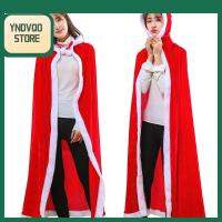 YNDVQO STORE ฤดูหนาวในฤดูหนาว 60-150ซม. กำมะหยี่สีแดง เสื้อคลุมซานตาคลอส เครื่องแต่งกายคอสเพลย์คริสต์มาส เสื้อคลุมคริสต์มาส ผู้หญิงเซ็กซี่