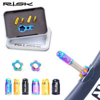 RISK Titanium Alloy Mountain Road Bike Prestaschrader Valve Caps Set Dustproof Bicycle Tyre Valve Nut Cover Cycling Accessory