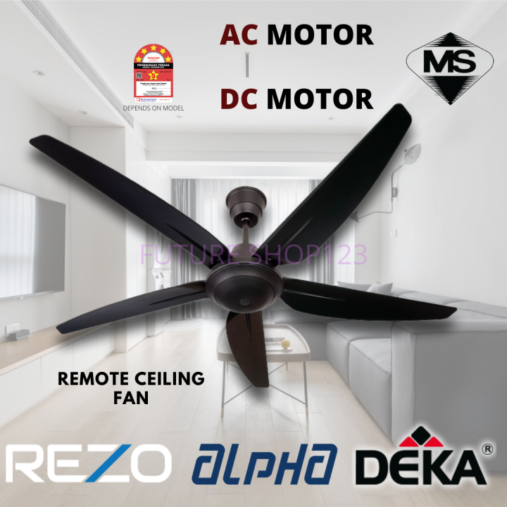 KDK/ALPHA/REZO/DEKA/Remote Control Ceiling Fan Kipas Siling AC DC Motor