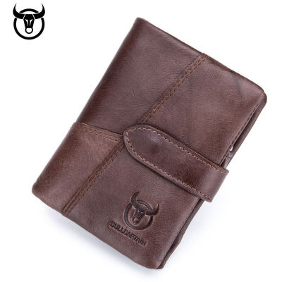 Genuine Crazy Horse Leather Men Wallets Vintage Trifold Wallet Zip Coin Pocket Purse Cowhide Leather hasp Wallet For Mens