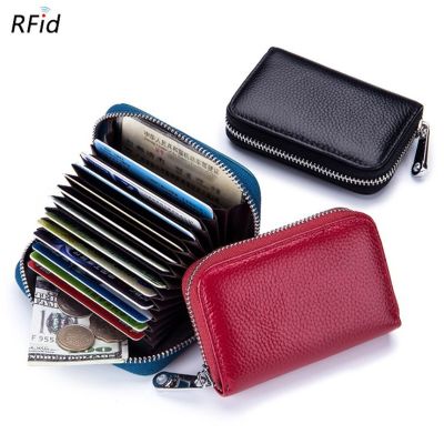 ANTI-RFID Cow Leather Business Card Holder Women/men Black/yellow/orange/beige/green/blue/pink/red ID Credit Card Holder Wallet