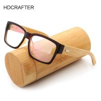 HDCRAFTER Wooden Eyeglasses Frames Men Oversized Bamboo Glasses Frame Rectangle Spectacles Reading Optical Glasses Frames