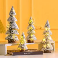 New Tower Shaped Flocked Cedar Tree Decorated Small Christmas Tree Cedar Pine on Sisal Silk Mini Christmas Tree Ornaments