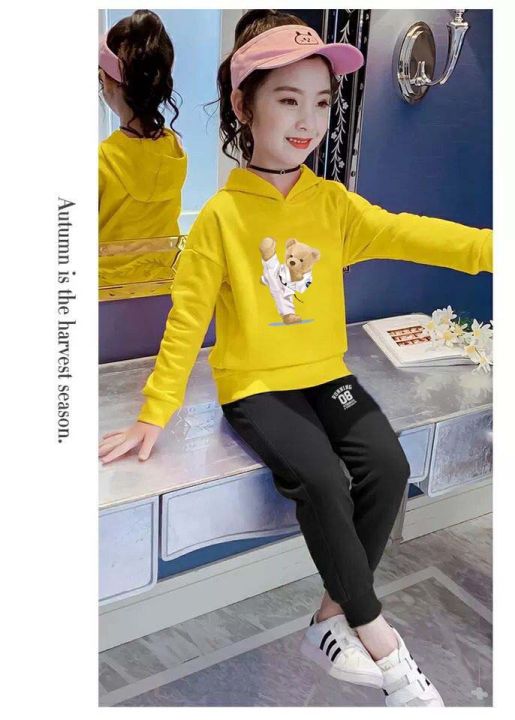 สินค้าในไทย-ชุดเซทเด็ก-2-ชิ้นเสื้อกันหนาวมีฮูด-กางเกงขายาว-สกรีนลายการ์ตูนน่ารักใส่ได้ทั้งหญิงและชาย-k2280-long-tku355