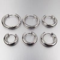 SaYao 2 Pieces 4mm thickness Stainless Steel Earring Cute Big Crude Circle Earring Hoop Earrings Huggie Jewelry Men Women Gift