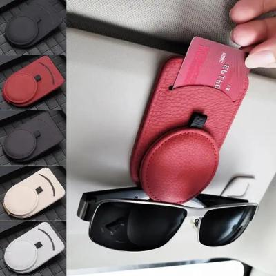 Kacamata pelindung matahari mobil multi fungsi kulit klip kacamata tempat tiket kartu Aksesori Interior mobil