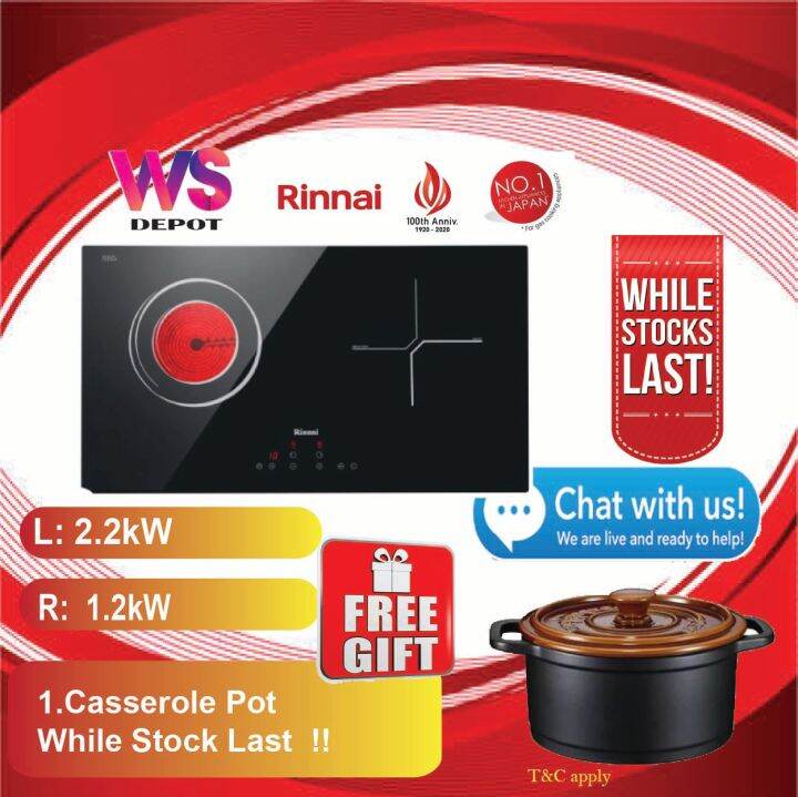 Rinnai RB7022HECB 2 in 1 Induction & Ceramic Electric Cooker Hob