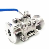 DN15 x 1.5" Tri Clamp 3-Piece Ball Shut Off Valve SUS 304 Stainless Steel Industrial